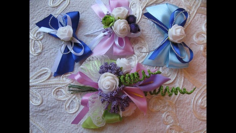 синяя бутоньерка своими руками на свадьбу для гостей | Accessories, Cuff, Band