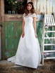 Свадебное платье А-силуэта из атласа с кружевным верхом 5642. Силуэт А-силуэт. Цвет Белый / Молочный. Вид 2