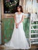 Кружевное свадебное платье айвори с рукавчиками 7321. Силуэт А-силуэт. Цвет Белый / Молочный. Вид 1