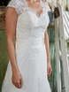 Кружевное свадебное платье айвори с рукавчиками 7321. Силуэт А-силуэт. Цвет Белый / Молочный. Вид 2