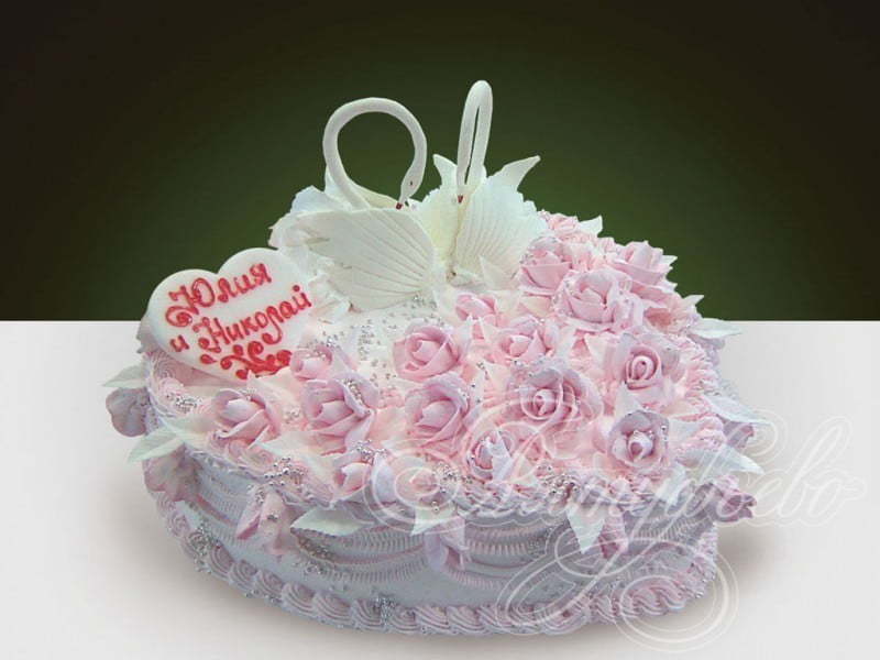 Свадебный торт с кремом (T1080)