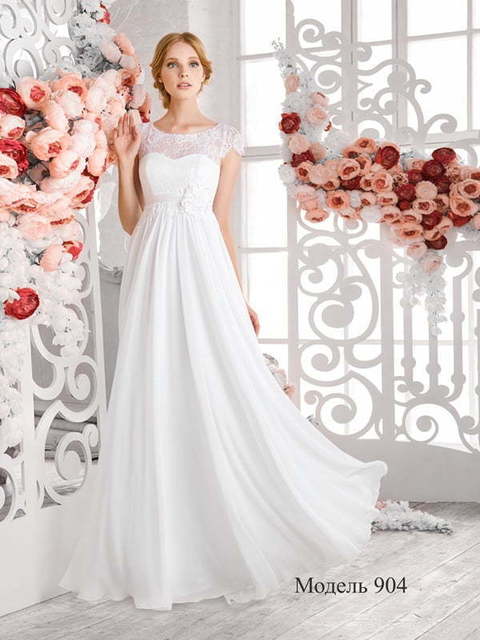 Свадебное платье 904. Силуэт А-силуэт, Прямое, Греческий. Цвет Белый / Молочный. Вид 1