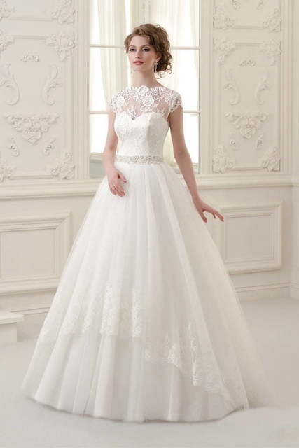 Свадебное платье 1037 ММ. Силуэт Пышное, А-силуэт. Цвет Белый / Молочный. Вид 1
