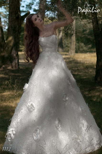 Свадебное платье Паутинка. Силуэт Пышное, А-силуэт. Цвет Белый / Молочный. Вид 1