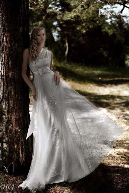 Свадебное платье Водопад. Силуэт А-силуэт, Рыбка. Цвет Белый / Молочный. Вид 1